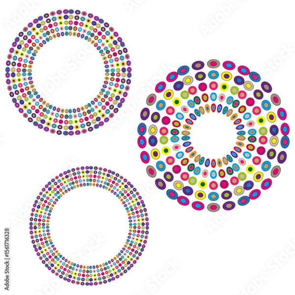 Obraz Colorful circle pattern. Abstract geometric forms. Vibrant ring arrangement. Vector illustration.