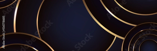 Obraz Abstract brown gold circle shape with golden glowing frame and glitters. Vector illustration.
Geometric backdrop with golden glittering particles. Holiday banner design. Minimalist decoration