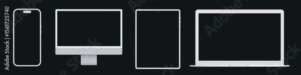 Obraz Clay Style Gadget Set Smartphone Computer Screen Tablet and Laptop