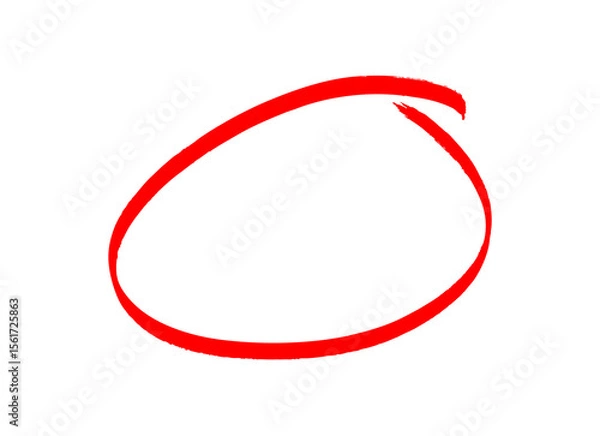 Fototapeta Hand-drawn Red marker circle isolated on a transparent background, brushstroke oval shape for design elements, highlighting, underlining,