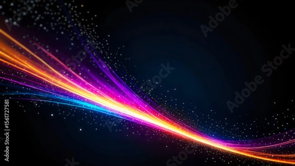 Fototapeta Colorful abstract wave – Glowing digital light flow on black background
