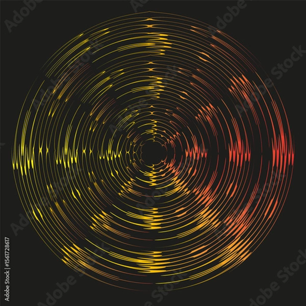 Obraz Luminous neon spiral. Vibrant circular motion. Dark black background. Vector illustration.