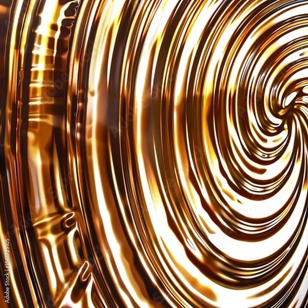 Fototapeta Intricate swirl pattern of reflective gold, creating a mesmerizing and fluid visual texture
