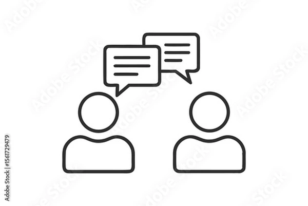 Fototapeta Teamwork and Communication Icon Representing People Conversing and Discussing Business Ideas, Strategies, and Opportunities for Success