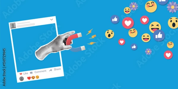 Obraz Social Media Influence and Monetization Symbolizing influencer marketing, social media monetization, lead generation, and online attention economy.