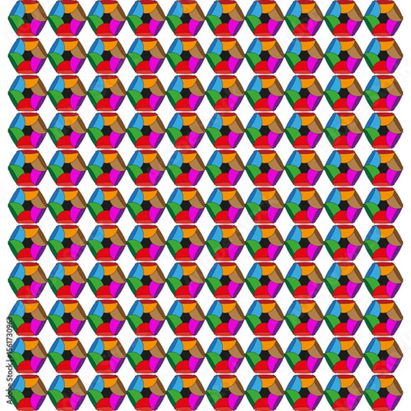 Obraz Multicoloured circular mosaic. Repeating kaleidoscopic pattern. Geometric layout Vector. Vibrant seamless background.