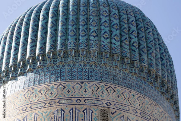 Obraz Samarkand , Uzbekistan 20 October, 2024: Guri Amir mausoleum  closeup of frescos on dome