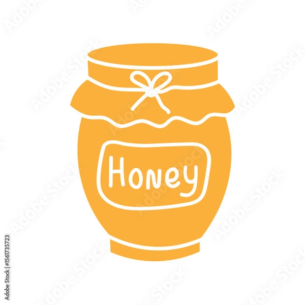 Obraz Silhouette of jar Honey vector illustration on isolated background. Coloured design element for logo, sign, label, template, packaging, card. Health, body care, food ingredient, apiary. 