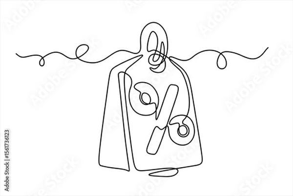 Obraz Sale label, one line art, continuous contour drawing, discount tag icon line continuous drawing vector. Hand drawn one line vector. Editable stroke	