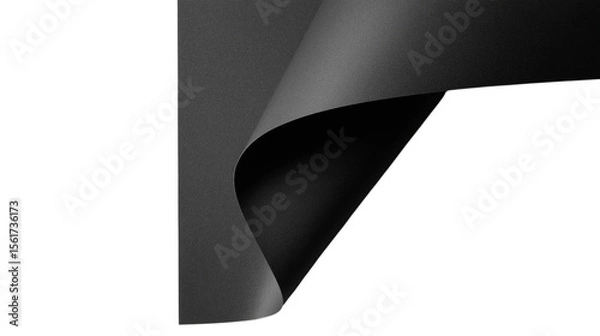 Obraz Abstract dark sheet of paper with elegant curves isolated on white background