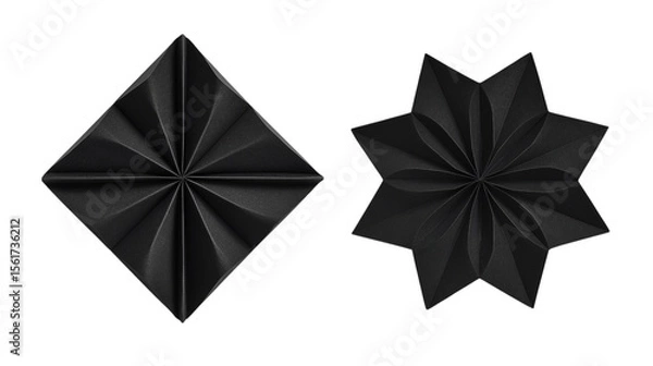 Obraz Black origami shapes isolated on white background