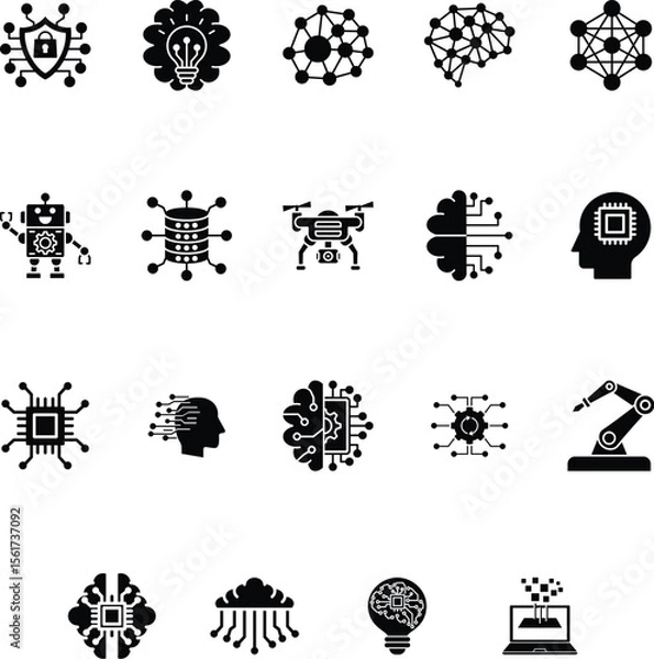 Obraz Artificial Intelligence icon set