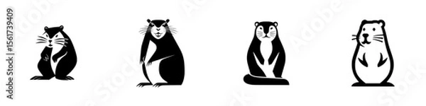 Obraz Set of silhouette pictograms featuring various rodents in isolated vector design for illustrative and educational purposes