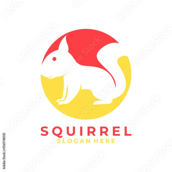 Fototapeta Squirrel logo design vector template. Simple squirrel icon logo in circle full color
