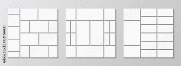 Fototapeta Album brandboard presentation. Set of mosaic picture frame. Scrapbook collage template. Collection moodboard layout. Mood board grid background. Mood board grid. Gallery banner. Vector illustration