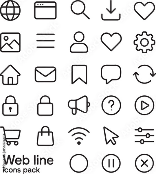 Fototapeta Minimal Web Line Icons Pack – 30 High-Quality Vector Symbols