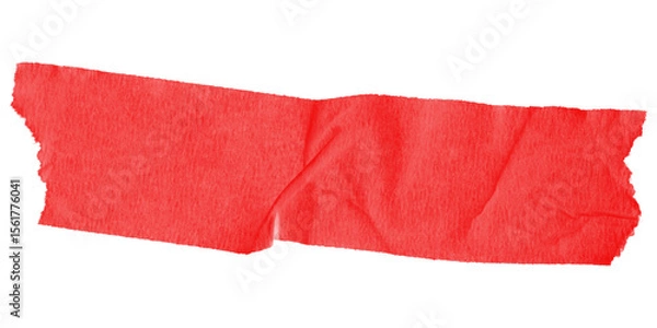 Obraz Tightly folded red duct tape strip isolated on transparent background – rugged and compact adhesive shape for collage design, realistic repair details, or torn packaging visuals


