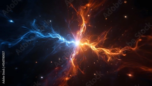 Obraz Abstract energy clash background wallpaper fire and ice power explosion illustration design
