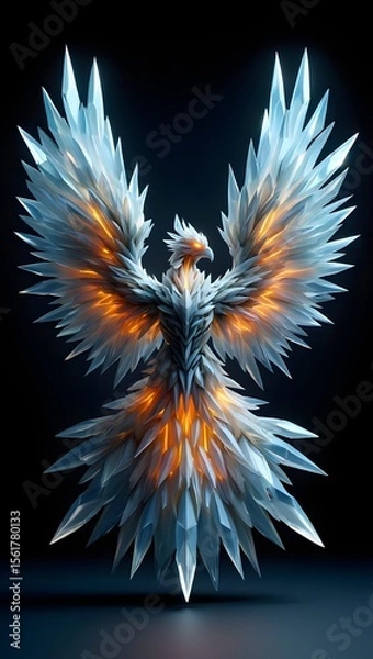 Obraz Ice phoenix crystal bird mythical creature fantasy art digital painting wallpaper background art