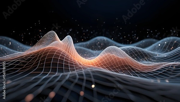 Obraz Abstract wireframe landscape background futuristic technology network connection design art