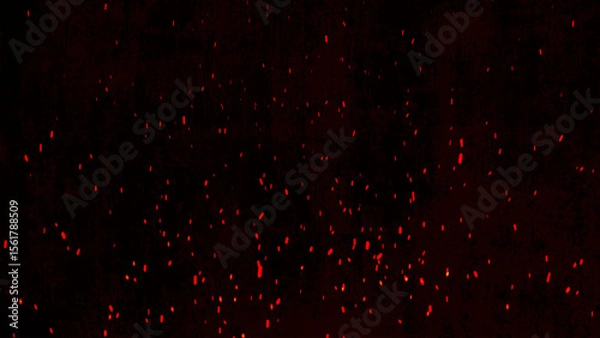 Obraz Bright sparks fly rapidly upwards on a dark background, showing bright red hues. Vector illustration.