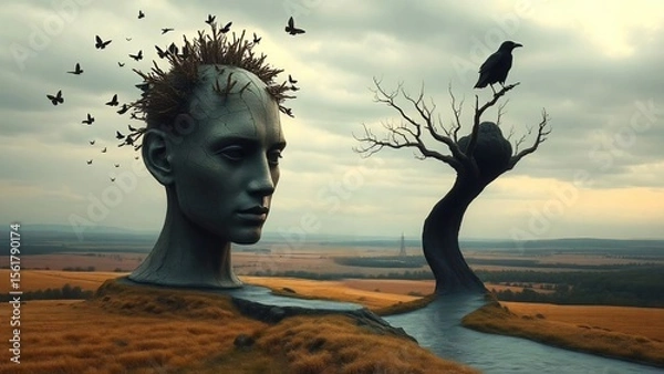 Obraz Imaginative image of a giant head