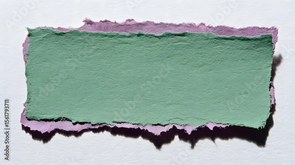 Fototapeta Torn Paper Edges in Green and Pink on White Background Texture