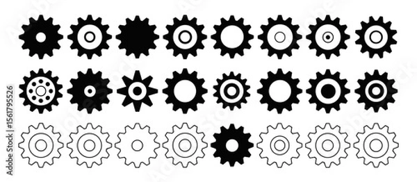 Fototapeta Cogwheel set vector, gear wheel, engineering, mechanism, industry, connection, machine part