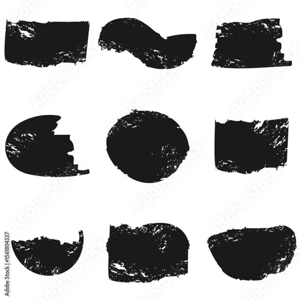 Fototapeta Abstract Shapes, Scribbles Boxes, Grunge, Scratch Texture, Different Frames, Doodle, Pencil, Marker, Charcoal, Crayon Texture, Paint Texture, Black, Vector