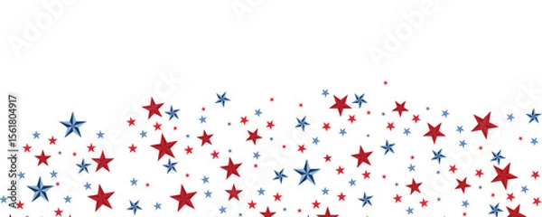 Fototapeta paper stars in USA flag colors Happy 4th of July, USA Independence Day vector banner template. White background. Material design for greeting card, flyer layout, poster.