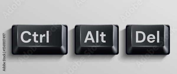 Obraz Black computer keys on white background. Ctrl Alt Del. Vector illustration