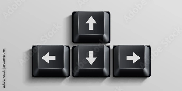 Obraz Black computer keys on white background. Arrows. Vector illustration