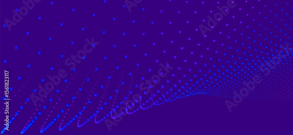 Obraz Abstract background with dynamic color wave. Futuristic dotted wave of bright particles. Colorful background for presentation design. Wide format 3D illustration. Weave effect.