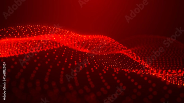 Obraz Abstract background with dynamic color wave. Futuristic dotted wave of bright particles. Colorful background for presentation design. Wide format 3D illustration. Weave effect.