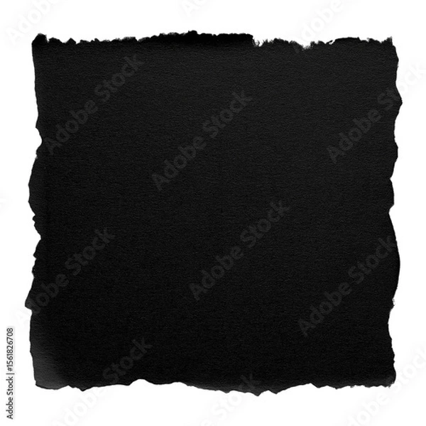 Obraz Textured black paper with torn edges isolated on white background