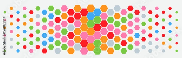 Obraz Abstract colorful geometric background. Hexagonal pattern with gradation. 10 Eps editable. Halftone hexagonal retro simple pattern. Vector honeycomb
