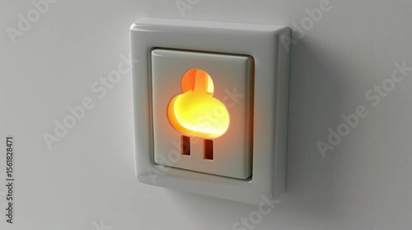 Fototapeta Illuminated Outlet with Soft Glow Highlighting Electric Safety and Modern Design for Home or Office Usage