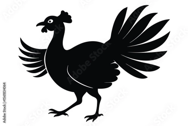 Fototapeta Vector illustration depicting a stylized rooster with spread wings on a transparent background
