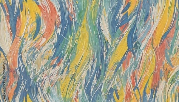 Fototapeta Vivid colors intertwine and dance across the canvas, creating a harmonious blend of swirling waves. This artwork captures the essence of movement and energy in an imaginative form Generative AI