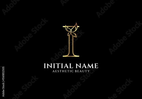 Fototapeta Initial I Letter Logo Design with Butterfly or Leaf Element