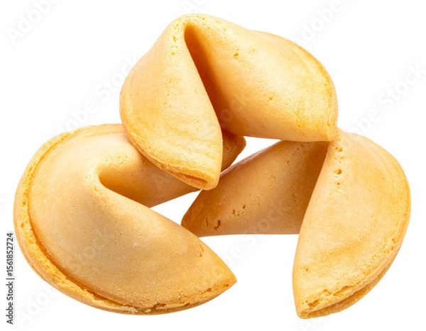 Obraz  Single Fortune Cookie with Slight Crack Showing Fortune Slip, isolated on transparent background