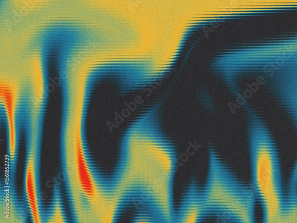Fototapeta Retro grainy gradient abstract heatmap with colorful wave distortion