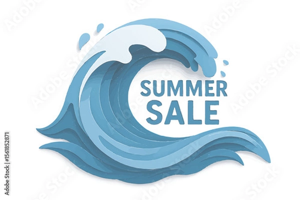 Fototapeta Summer Sale Wave Banner Ocean Discount Promotion Fresh Water Splash Illustration