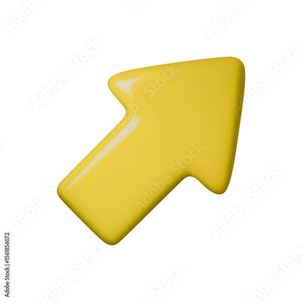 Fototapeta Bright yellow 3D arrow vector illustration symbolizing growth, progress, and success. Ideal for business, financial trends, or navigation concepts. Modern, glossy design. SEO-friendly.