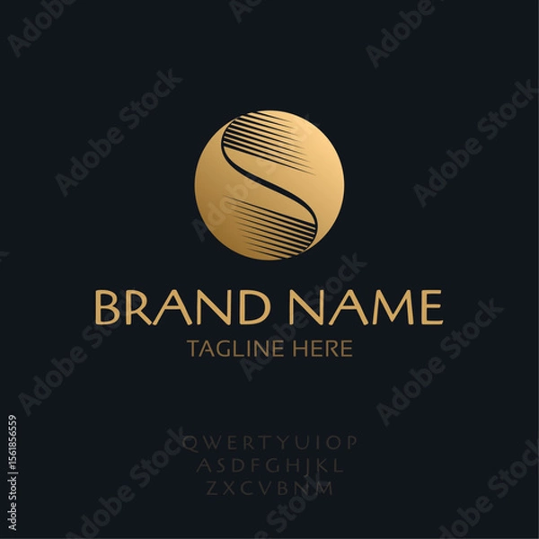 Fototapeta Abstract circle emblem, S letter monogram, vector illustration