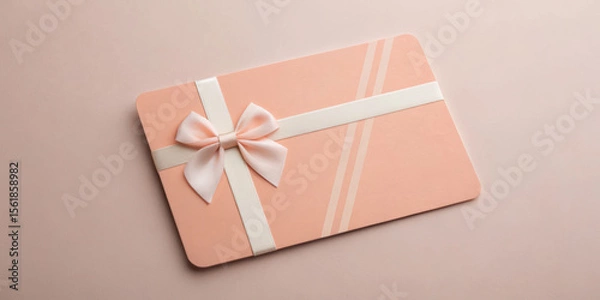 Obraz Elegant gift card with a bow on a soft background.