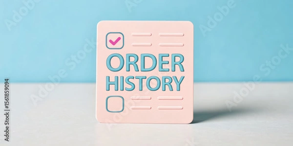 Obraz Order history graphic with checkmark on a pastel background.