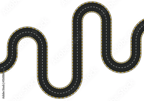 Fototapeta A straight and winding road awaits you. This template features seamless asphalt roads. Perfect for a highway or roadway backdrop. Enjoy this vector illustration.