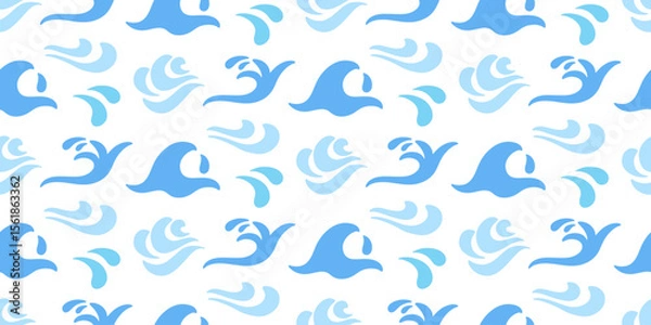 Obraz Blue Ocean Waves Seamless Pattern Sea Ornament