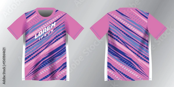 Fototapeta abstract blue and pink background pattern for sport jersey design mockup